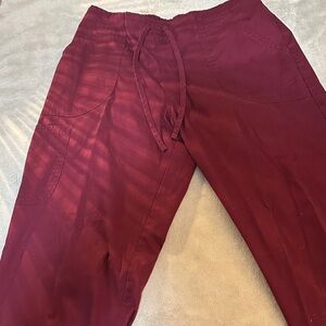 Burgundy Drawstring Scrub Pants